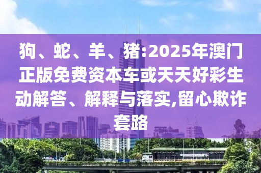 狗、蛇、羊、豬:2025年澳門正版免費資本車或天天好彩生動解答、解釋與落實,留心欺詐套路
