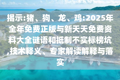 揭示:豬、狗、龍、雞:2025年全年免費(fèi)正版與新天天免費(fèi)資料大全謎語和抵制不實(shí)標(biāo)榜坑,技術(shù)釋義、專家解讀解釋與落實(shí)
