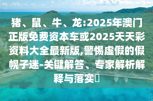 豬、鼠、牛、龍:2025年澳門正版免費資本車或2025天天彩資料大全最新版,警惕虛假的假幌子迷-關(guān)鍵解答、專家解析解釋與落實?