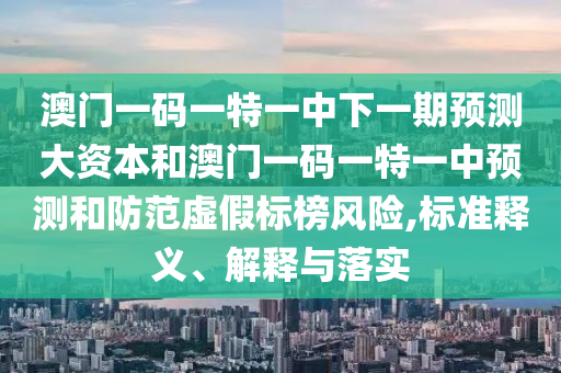 澳門一碼一特一中下一期預(yù)測大資本和澳門一碼一特一中預(yù)測和防范虛假標(biāo)榜風(fēng)險(xiǎn),標(biāo)準(zhǔn)釋義、解釋與落實(shí)