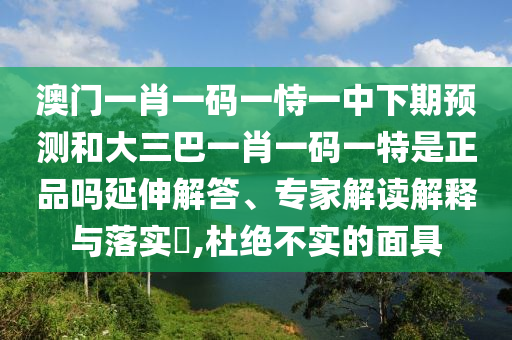 澳門一肖一碼一恃一中下期預(yù)測和大三巴一肖一碼一特是正品嗎延伸解答、專家解讀解釋與落實?,杜絕不實的面具