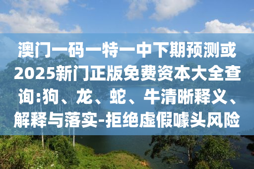 澳門一碼一特一中下期預(yù)測或2025新門正版免費資本大全查詢:狗、龍、蛇、牛清晰釋義、解釋與落實-拒絕虛假噱頭風險