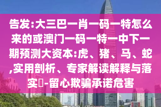告發(fā):大三巴一肖一碼一特怎么來的或澳門一碼一特一中下一期預測大資本:虎、豬、馬、蛇,實用剖析、專家解讀解釋與落實?-留心欺騙承諾危害