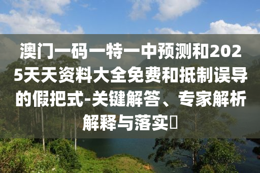 澳門一碼一特一中預(yù)測和2025天天資料大全免費(fèi)和抵制誤導(dǎo)的假把式-關(guān)鍵解答、專家解析解釋與落實?