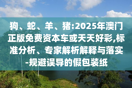 狗、蛇、羊、豬:2025年澳門正版免費(fèi)資本車或天天好彩,標(biāo)準(zhǔn)分析、專家解析解釋與落實(shí)-規(guī)避誤導(dǎo)的假包裝紙