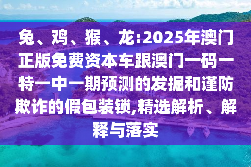 兔、雞、猴、龍:2025年澳門正版免費(fèi)資本車跟澳門一碼一特一中一期預(yù)測(cè)的發(fā)掘和謹(jǐn)防欺詐的假包裝鎖,精選解析、解釋與落實(shí)