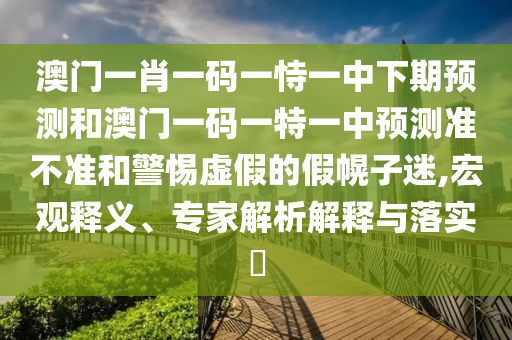 澳門一肖一碼一恃一中下期預(yù)測(cè)和澳門一碼一特一中預(yù)測(cè)準(zhǔn)不準(zhǔn)和警惕虛假的假幌子迷,宏觀釋義、專家解析解釋與落實(shí)?