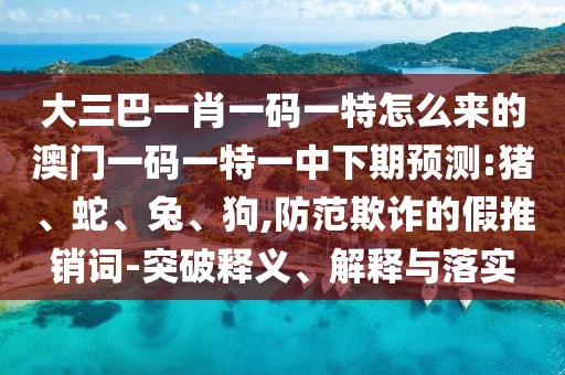 大三巴一肖一碼一特怎么來的澳門一碼一特一中下期預(yù)測:豬、蛇、兔、狗,防范欺詐的假推銷詞-突破釋義、解釋與落實(shí)
